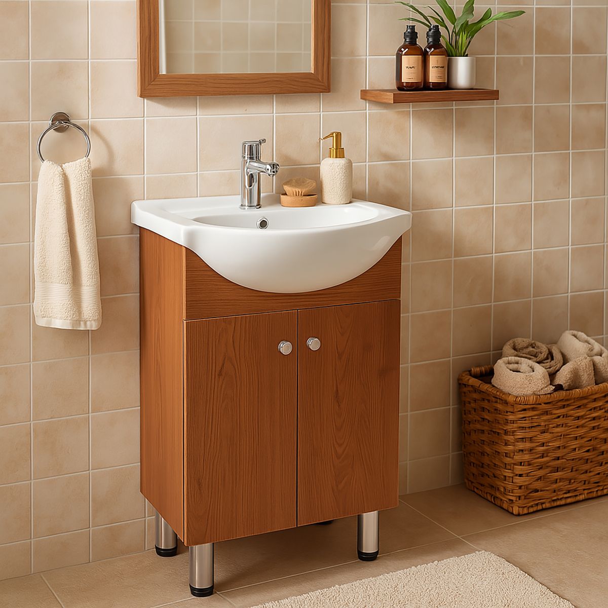 DUSCHY - Mueble de baño 50x82 cerezo 2 puertas