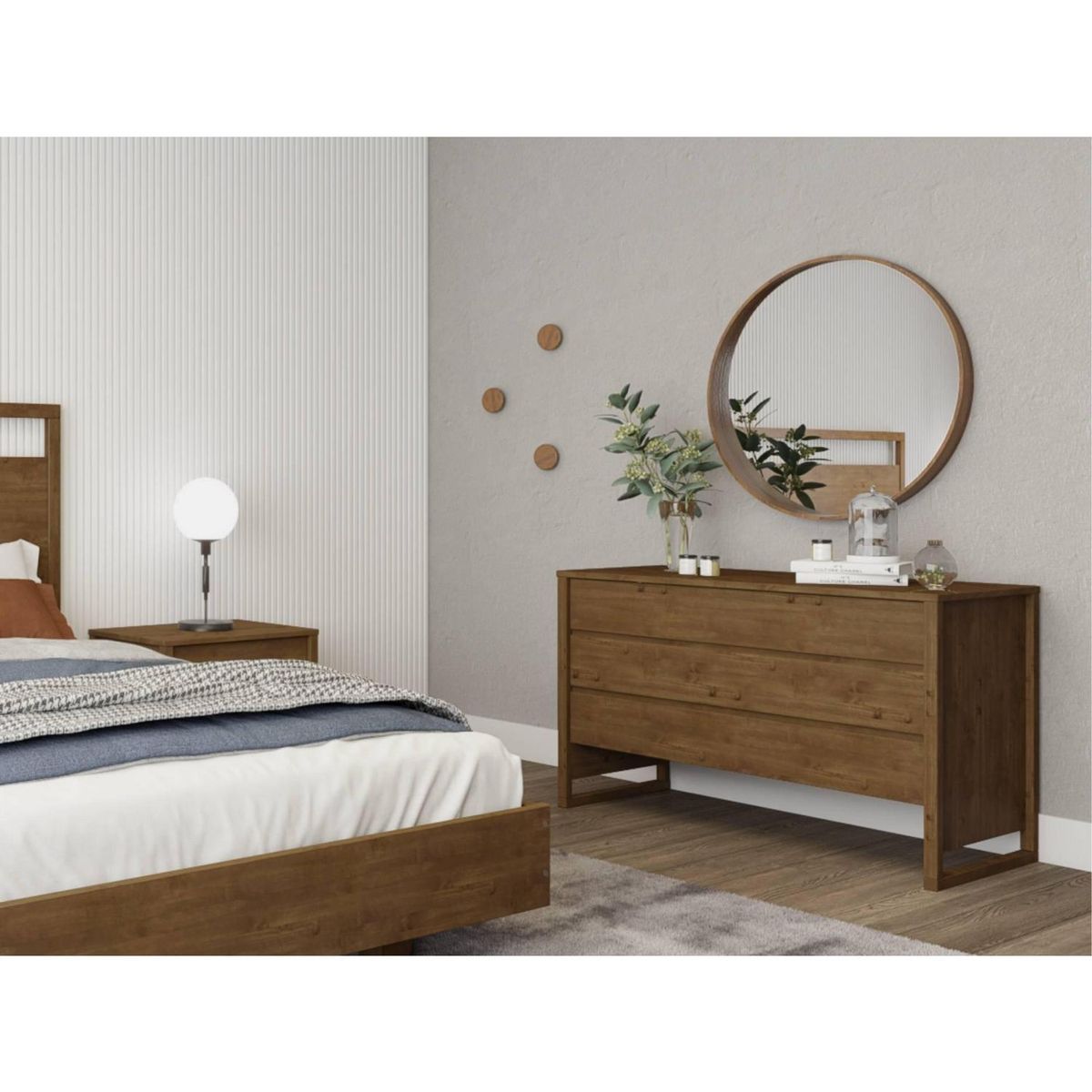 AR DESIGN - Cómoda 3 Cajón(es) Square 110.5x70x50.5 cm Café