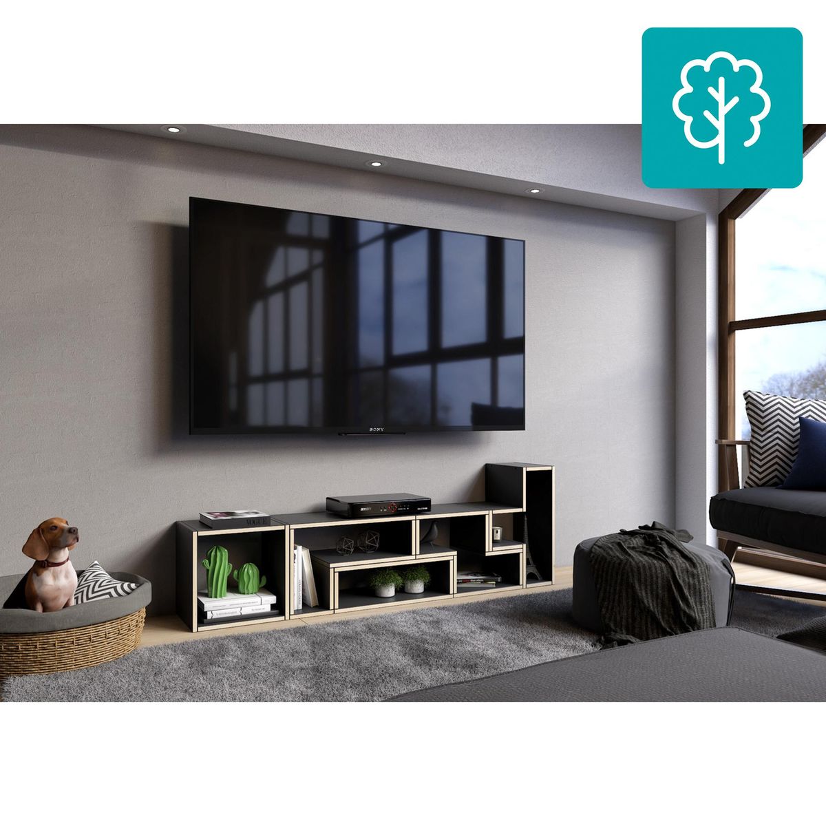 AR DESIGN - Módulo Tetrix Madera 5 Nivel(es) 30x45x25 cm Negro