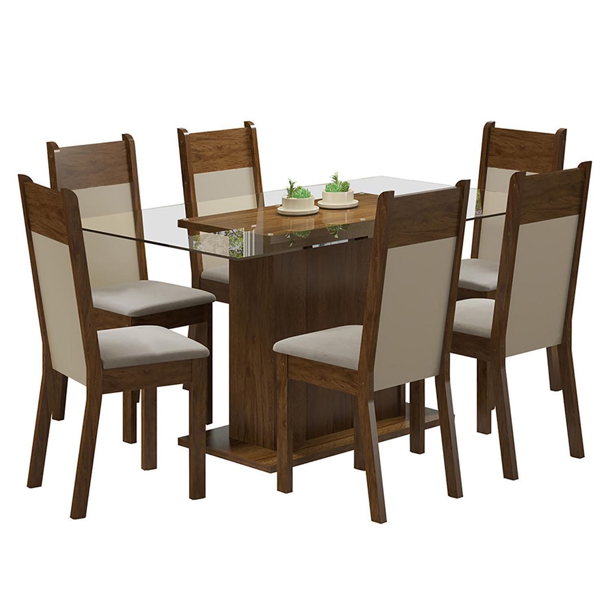 EXIT - Juego de Comedor Arrayan 6 Sillas Mesa Rectangular 78x80x140 cm Café