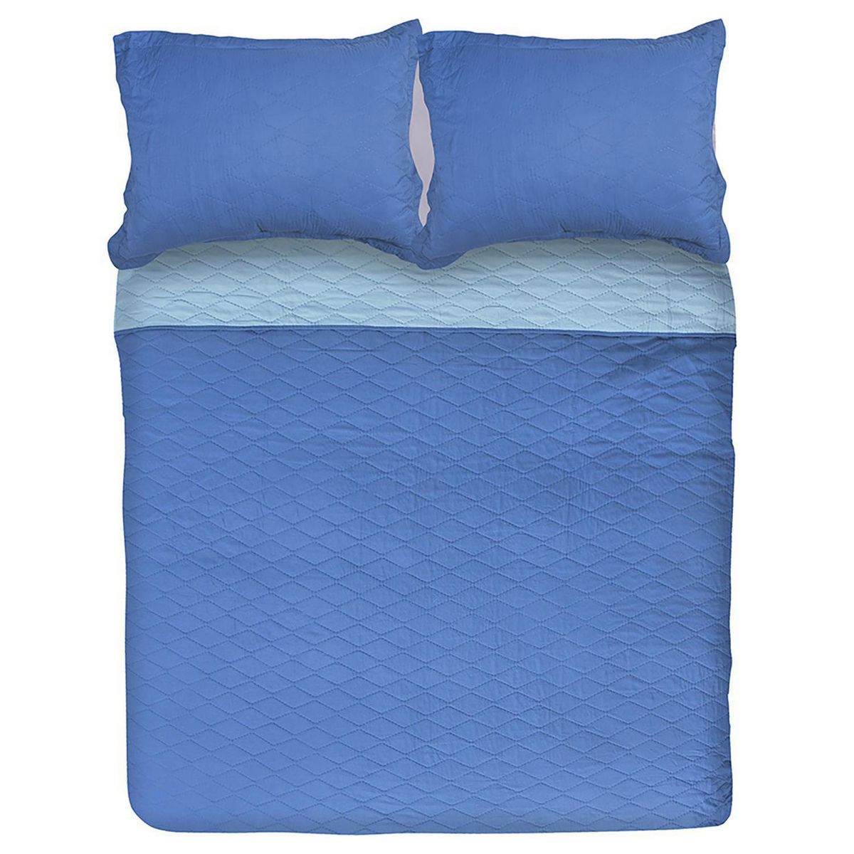 MASHINI - Cubrecama Quilt 2 plazas Bassam Celeste/azul