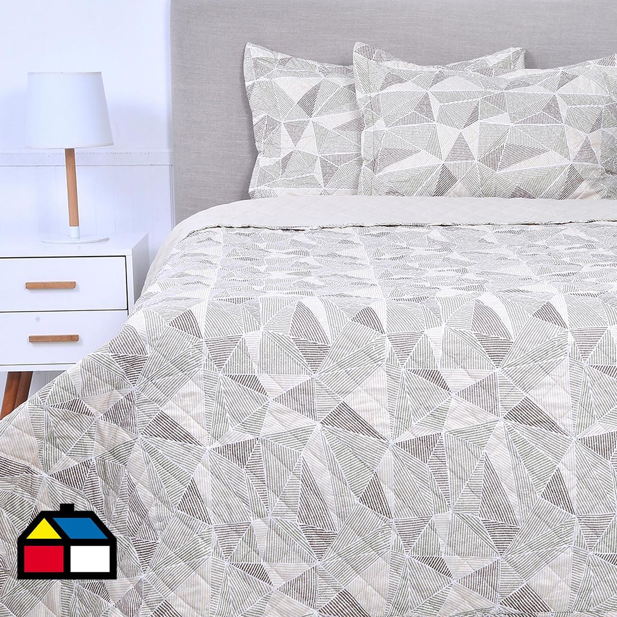 MASHINI - Cubrecama Quilt 2 plazas Trapecio Multicolor 