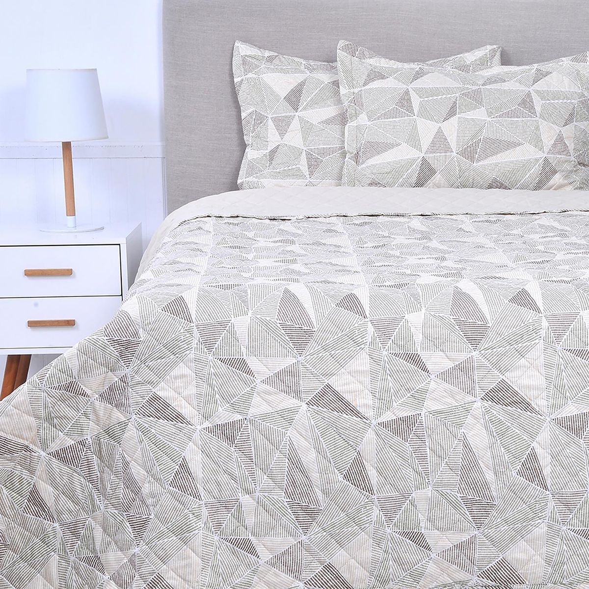 MASHINI - Cubrecama Quilt 2 plazas Trapecio Multicolor 