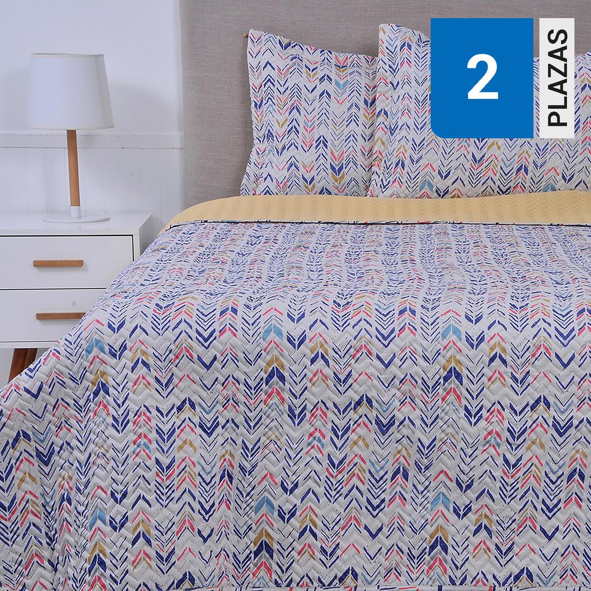 MASHINI - Cubrecama Quilt 2 plazas Guayama Multicolor 