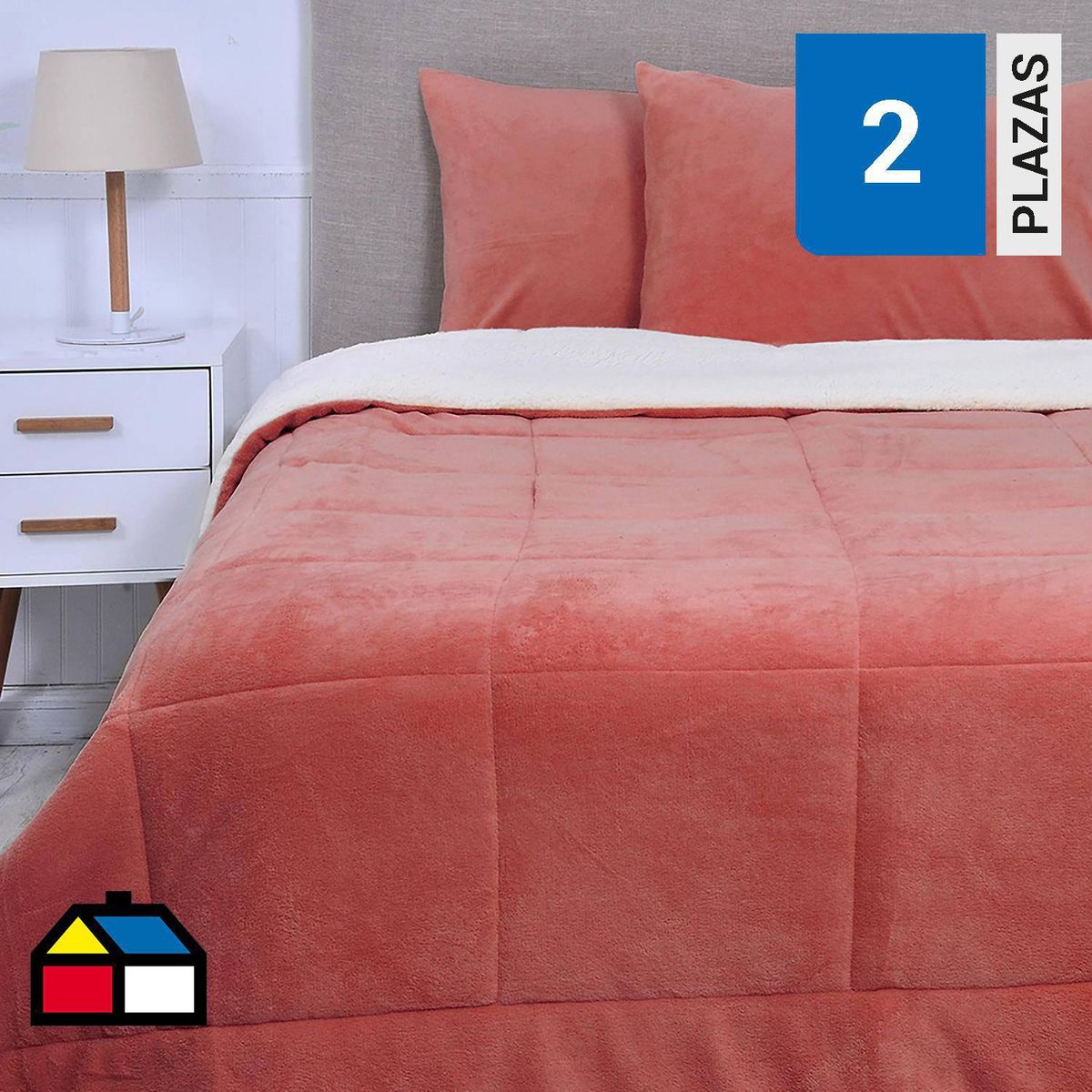 MASHINI - Plumón 2 plazas Coral Terracota 