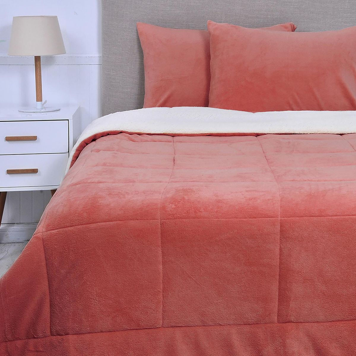 MASHINI - Plumón 2 plazas Coral Terracota 