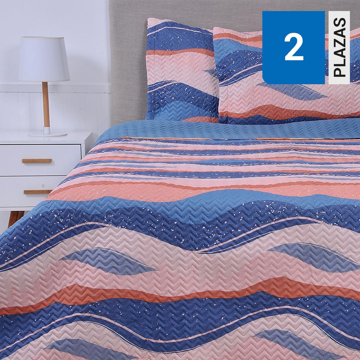 MASHINI - Cubrecama Quilt 2 plazas Aguada Multicolor