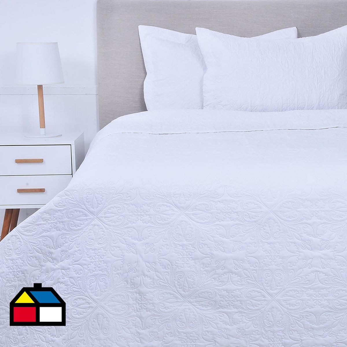 MASHINI - Cubrecama Quilt 2 plazas Portugal Blanco