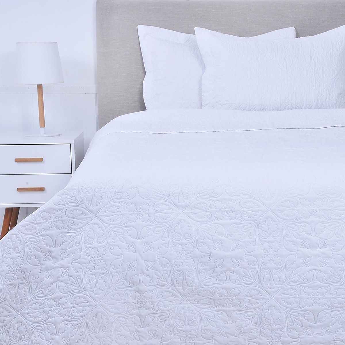 MASHINI - Cubrecama Quilt 2 plazas Portugal Blanco