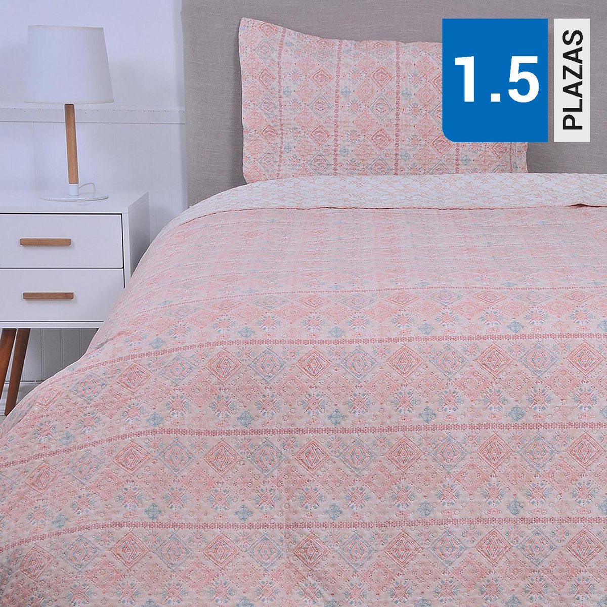 MASHINI - Cubrecama Quilt 1.5 plazas Portugal Multicolor