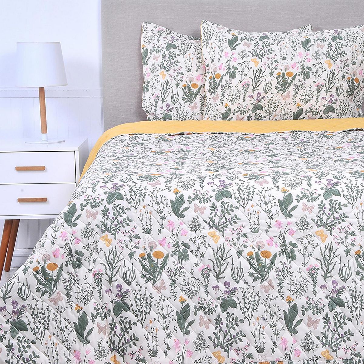 MASHINI - Cubrecama Quilt King Oliva Multicolor