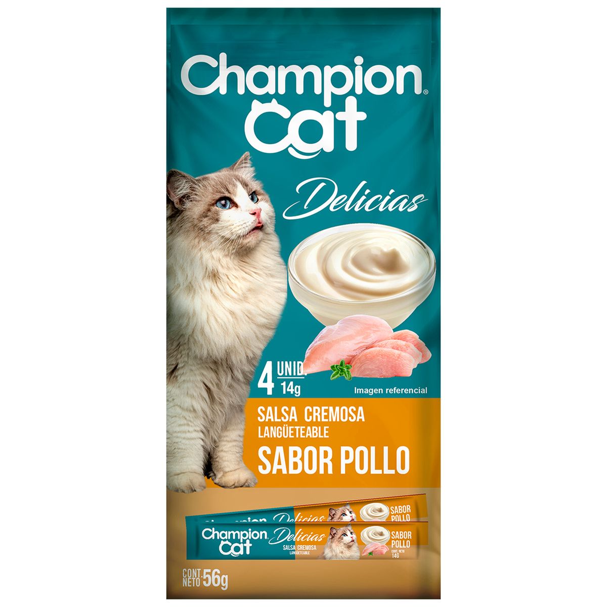 CHAMPION CAT - Snack Delicias para Gato Adulto Pollo 0.056 kg