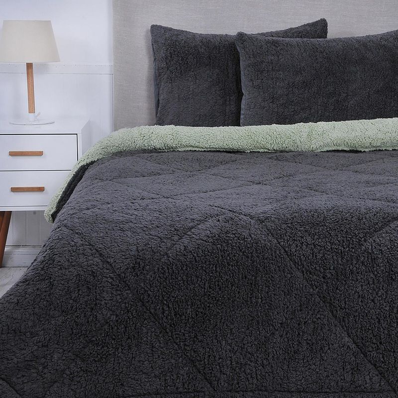 MASHINI - Plumón sherpa/sherpa 2 plazas marengo/verde