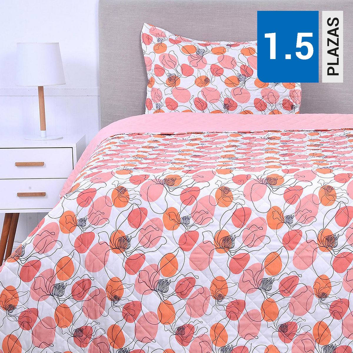 MASHINI - Cubrecama Quilt 1.5 plazas Angel Multicolor 