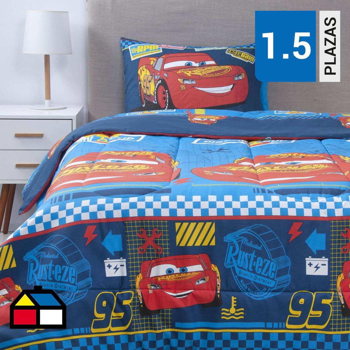 DISNEY - Plumón 1.5 plazas Cars Piston Cuo Multicolor 