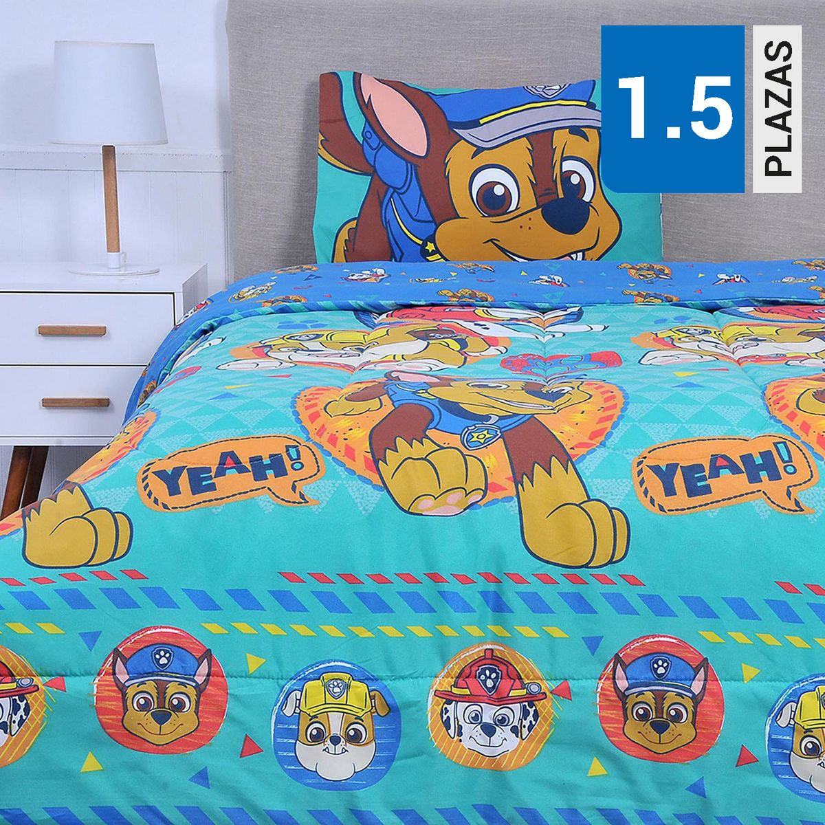 NICKELODEON - Plumón 1.5 plazas Paw patrol action Multicolor 