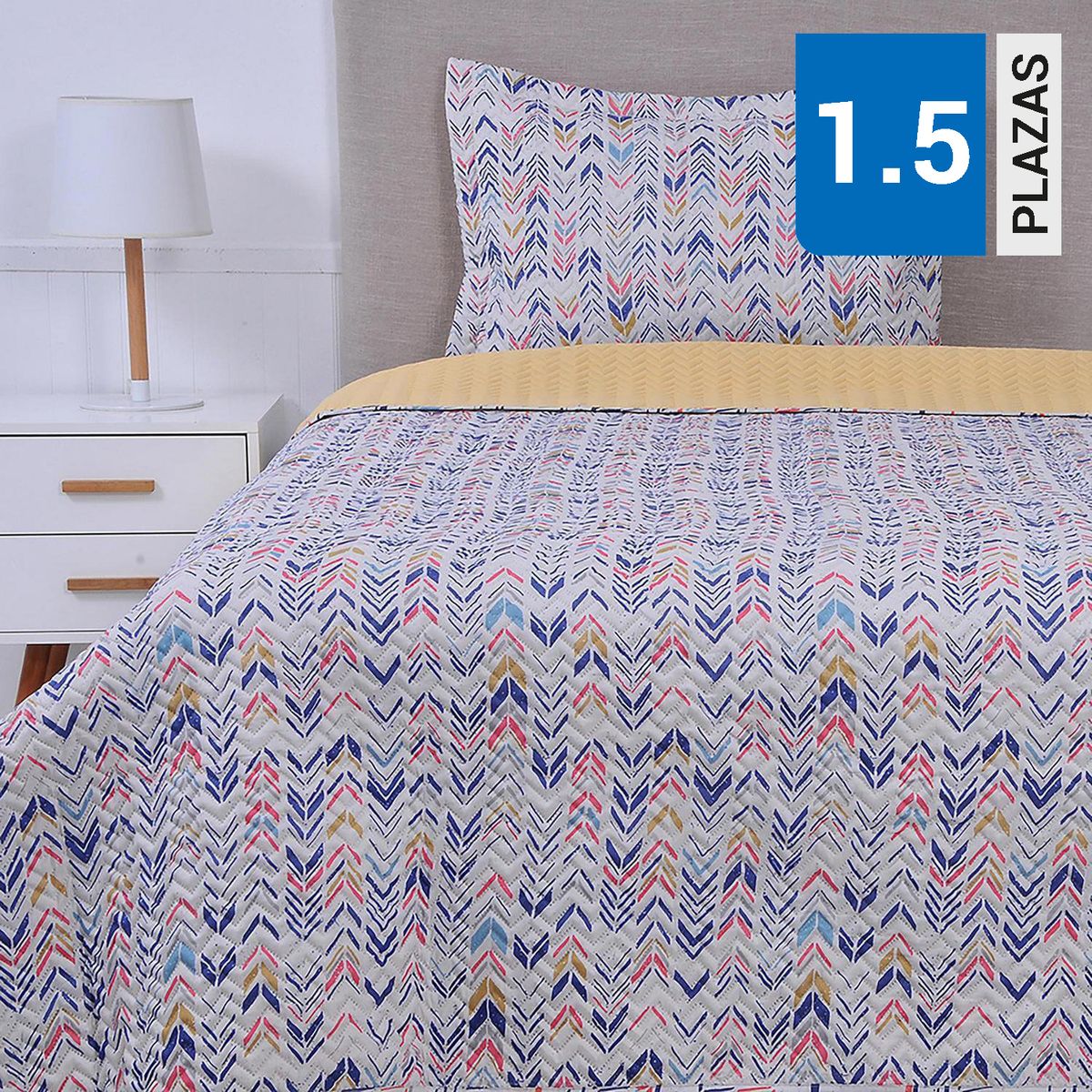 MASHINI - Cubrecama Quilt 1.5 plazas Guayama Multicolor 