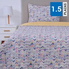 MASHINI - Cubrecama Quilt Estampado 1.5 Plazas Guayama
