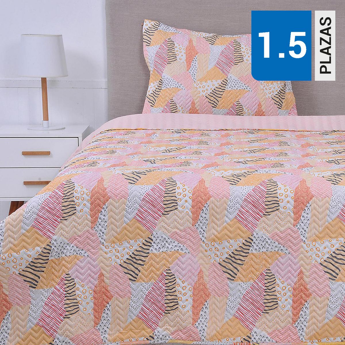 MASHINI - Cubrecama Quilt 1.5 plazas Cayey Multicolor 