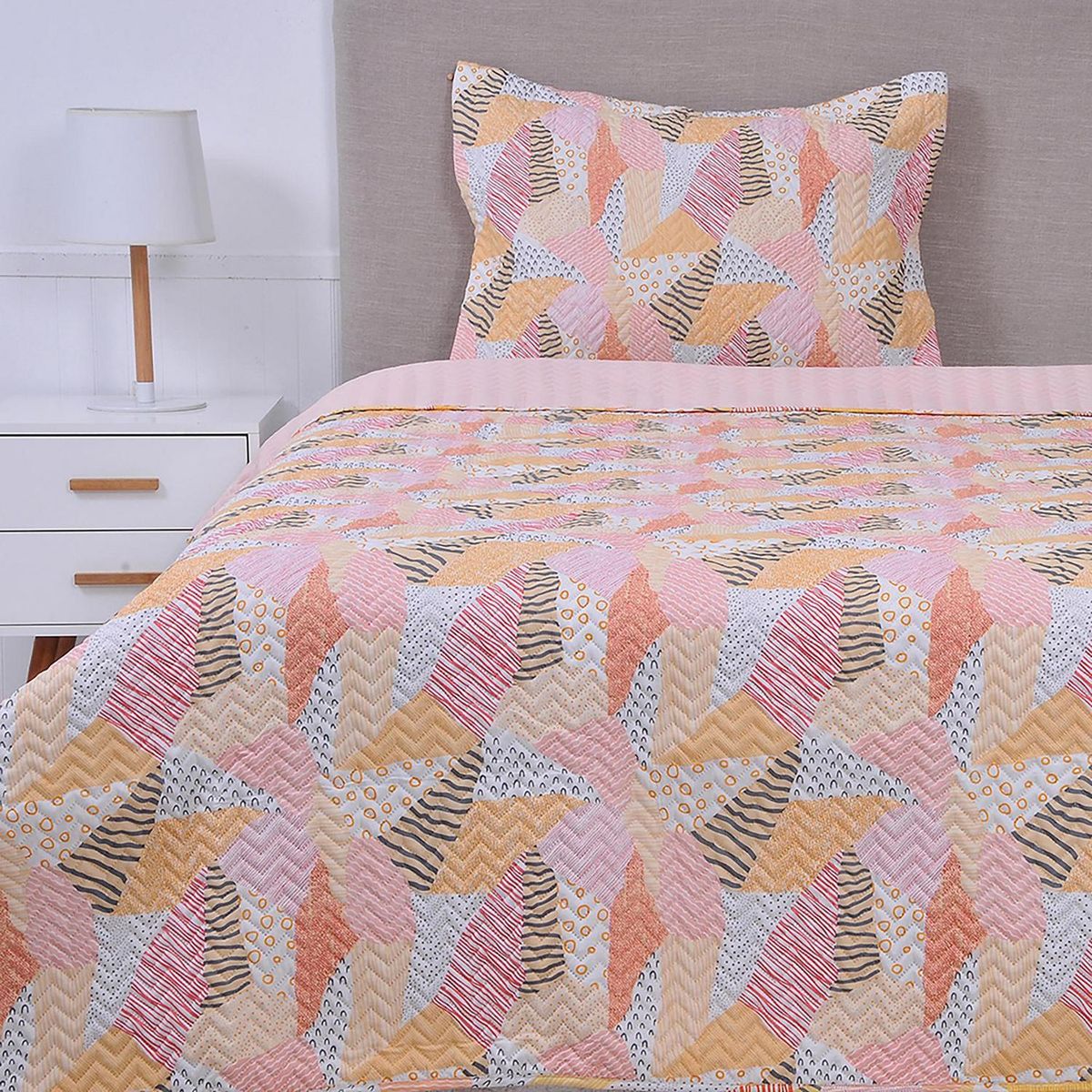 MASHINI - Cubrecama Quilt 1.5 plazas Cayey Multicolor 