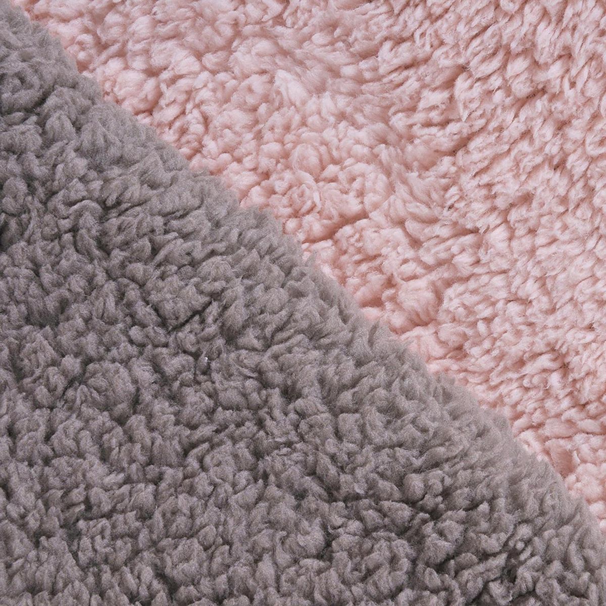 MASHINI - Plumón 2 plazas Sherpa Rosado/gris 