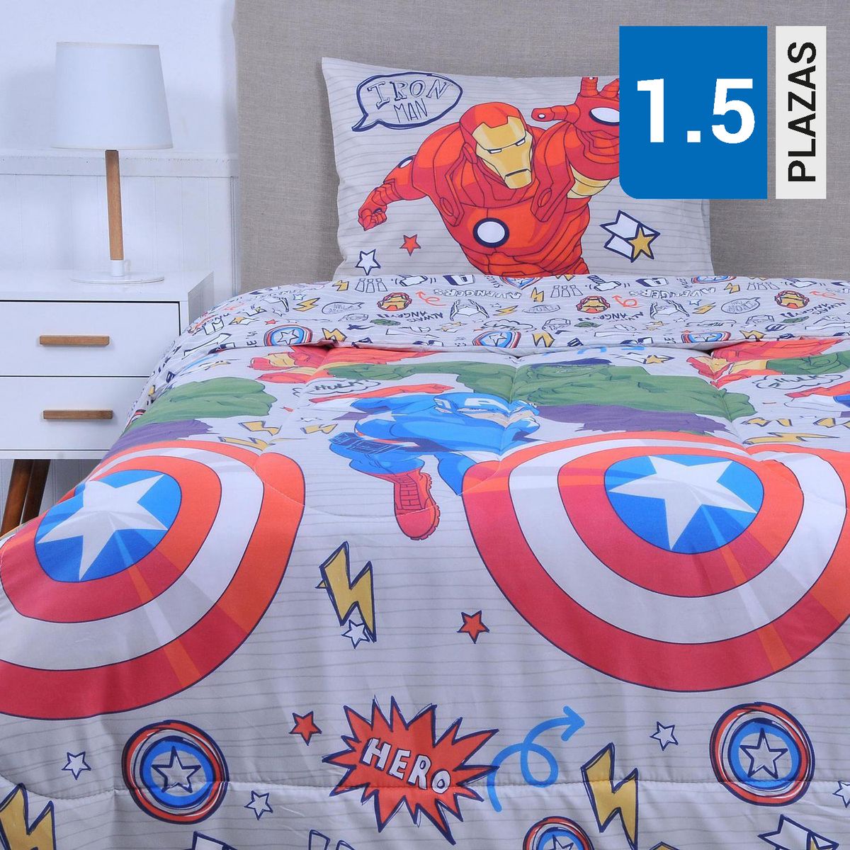 DISNEY - Plumón 1.5 plazas Avengers war Multicolor 