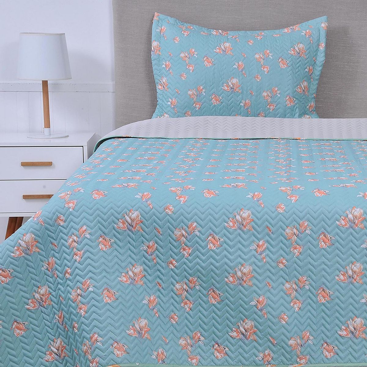 MASHINI - Cubrecama Quilt 1.5 plazas Barraquitas Multicolor 