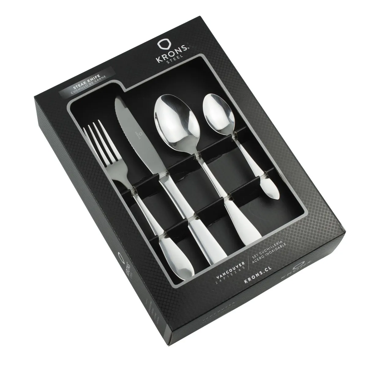 KRONS - Set 24 Cubiertos Acero Inoxidable para 6 personas