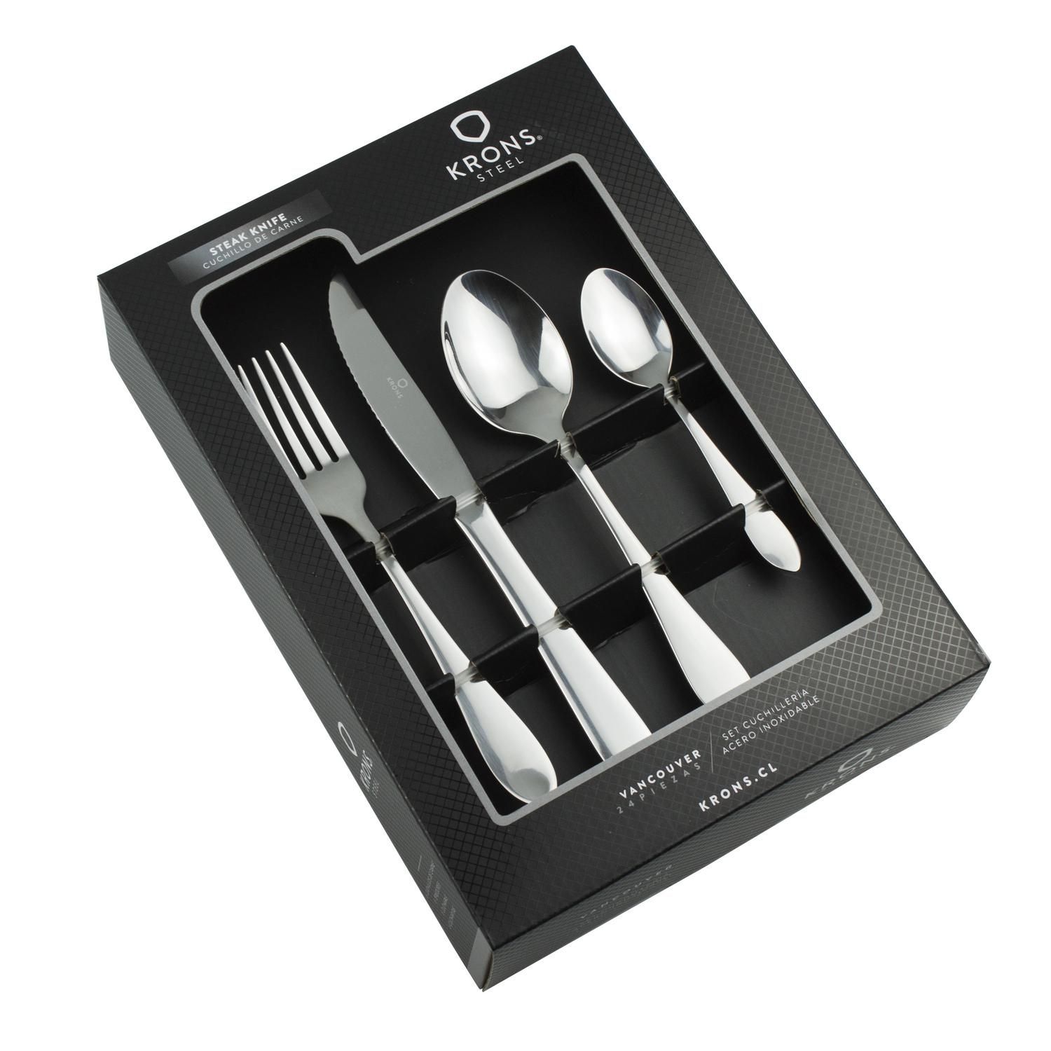 Set De Cubiertos 24 Pzas Cubertería En Acero Inoxidable Tenedor Cuchillo Cuchara | Leroy Merlin