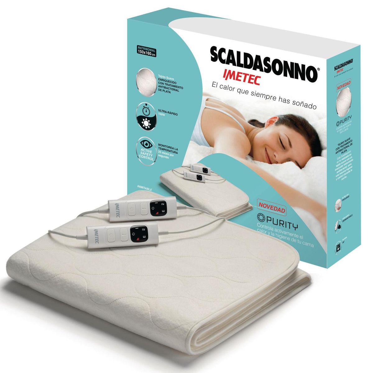 SCALDASONNO - Calientacamas Purity Eléctrica Poliéster 2 plazas 150 W Blanco