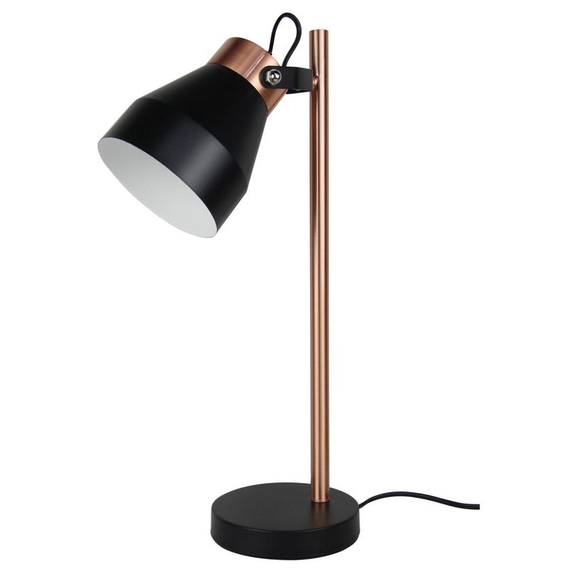 LEDZONE - Lámpara de Mesa Flam 1 Luz E14 Negra/Cobre