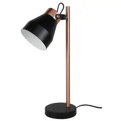 LEDZONE - Lámpara de Mesa Flam 1 Luz E14 Negra/Cobre