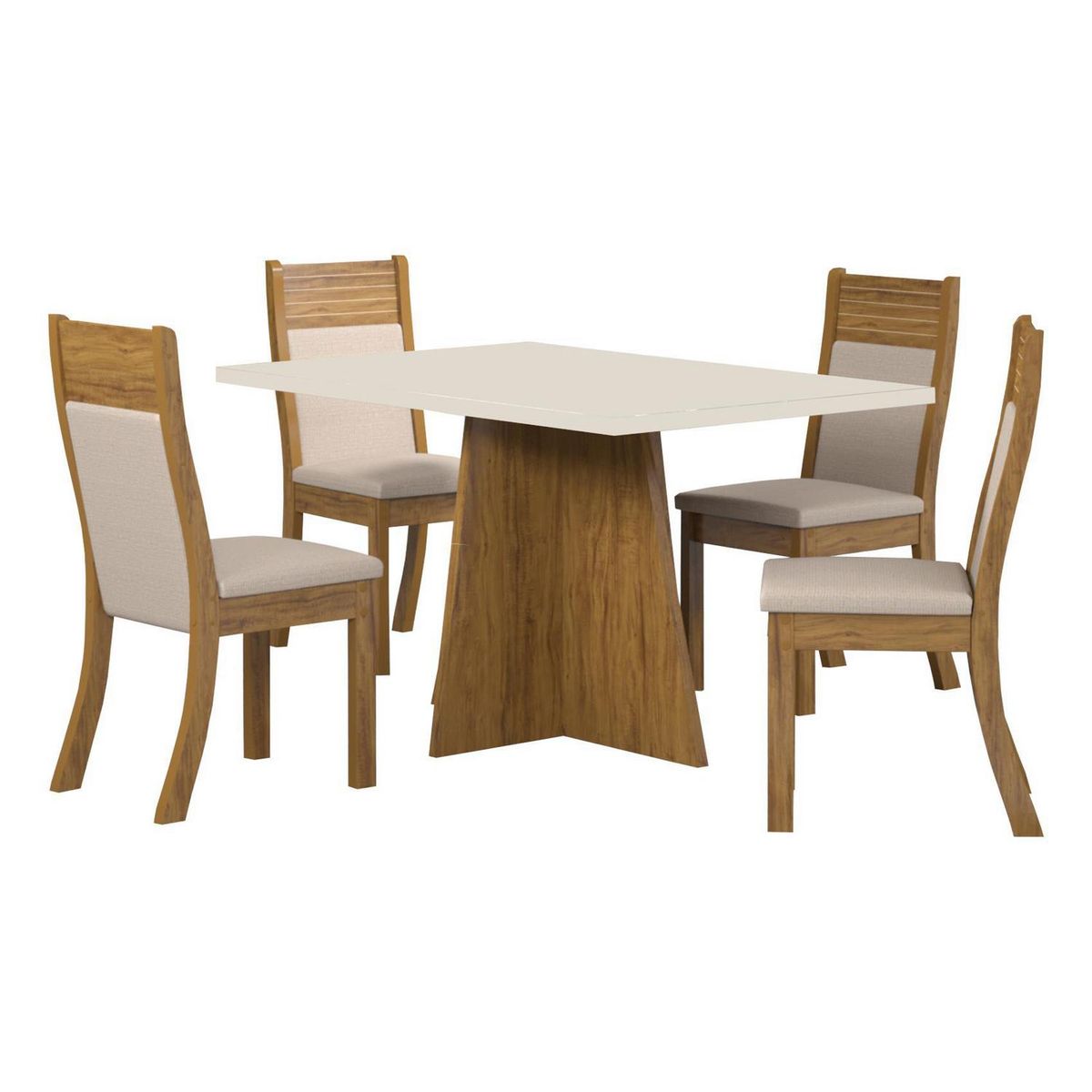 EXIT - Juego de Comedor Veron 4 Sillas Mesa Rectangular 80x78.1x120 cm Café/Blanco