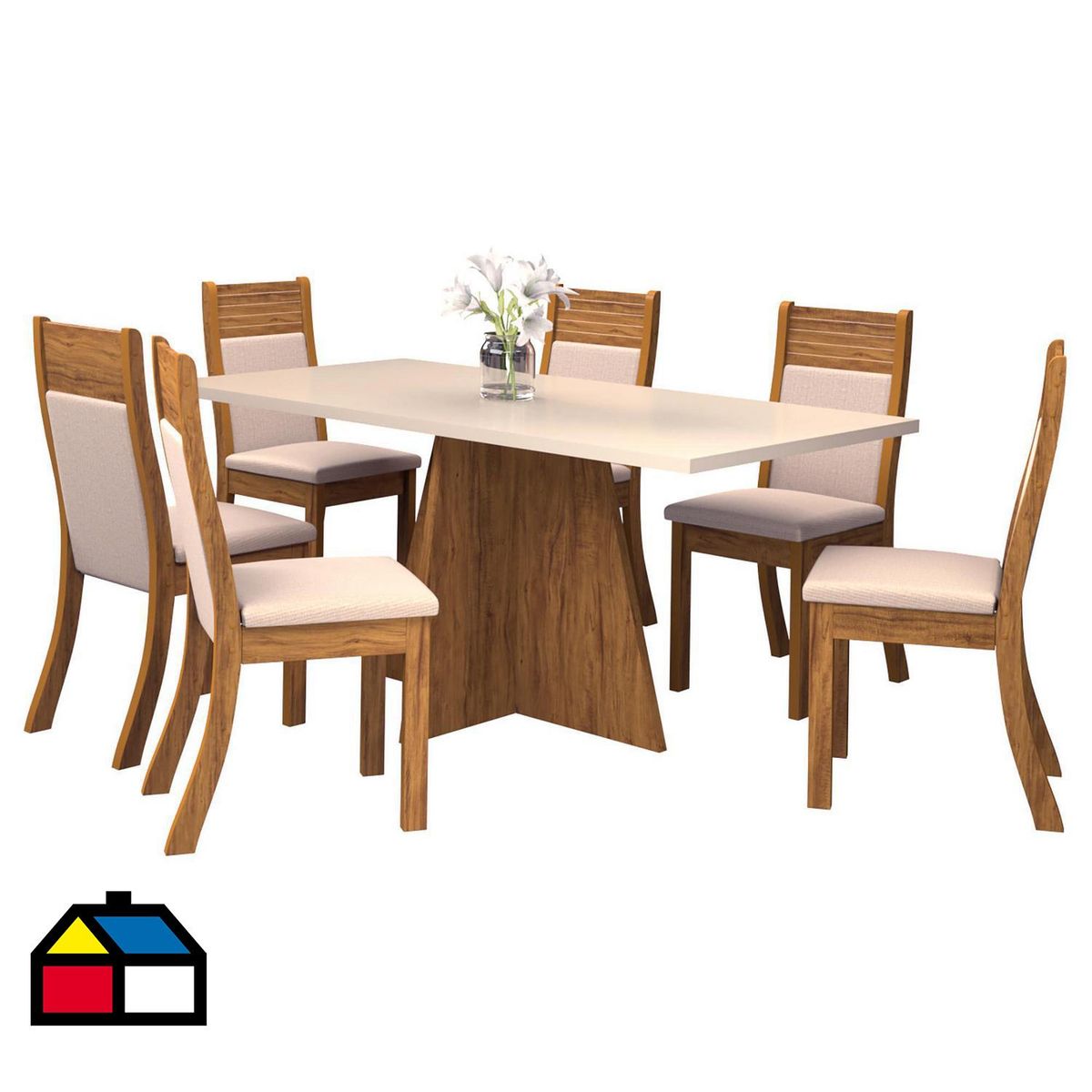 EXIT - Juego de Comedor Arezzo 6 Sillas Mesa Rectangular 80x78.1x160 cm Café/Beige