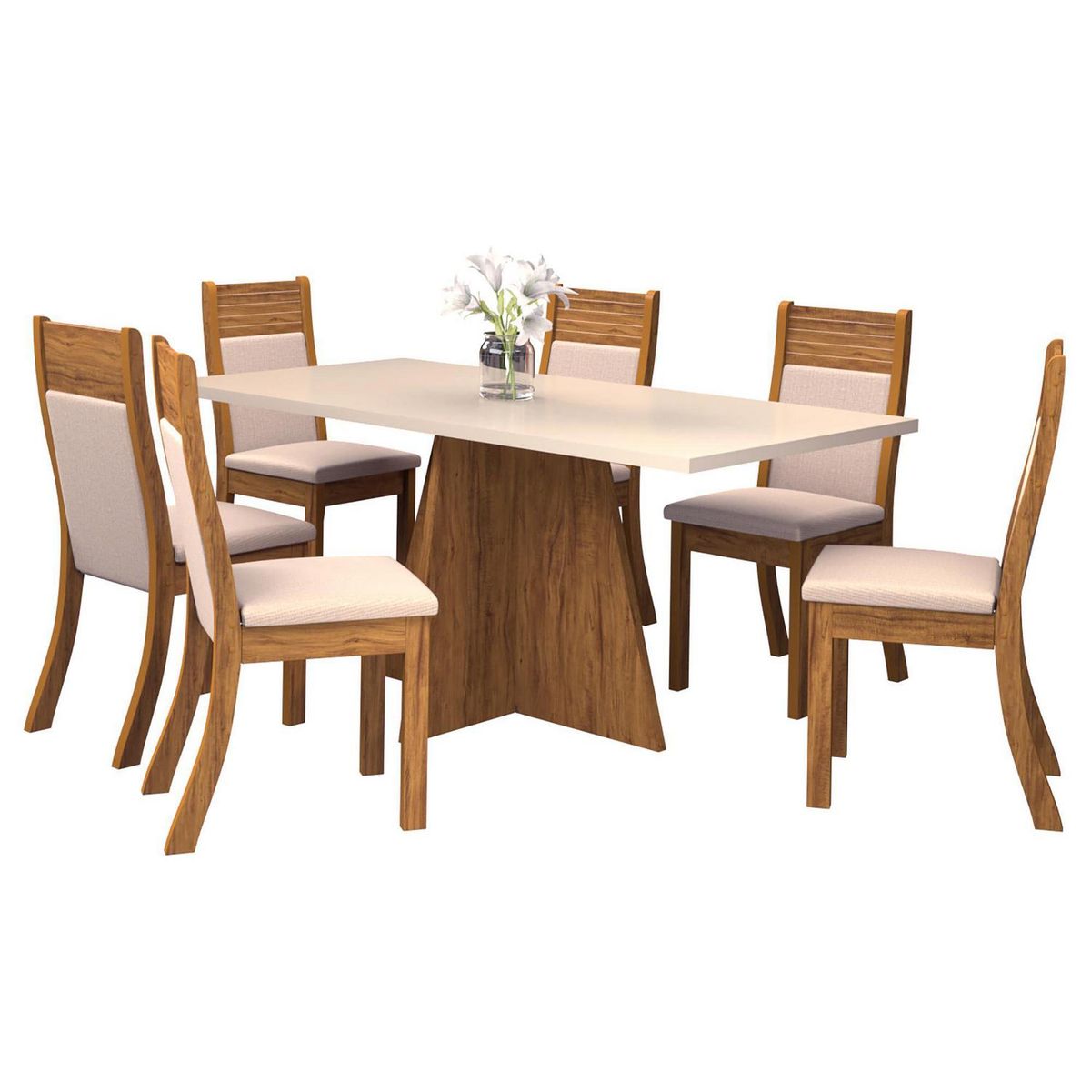 EXIT - Juego de Comedor Arezzo 6 Sillas Mesa Rectangular 80x78.1x160 cm Café/Beige
