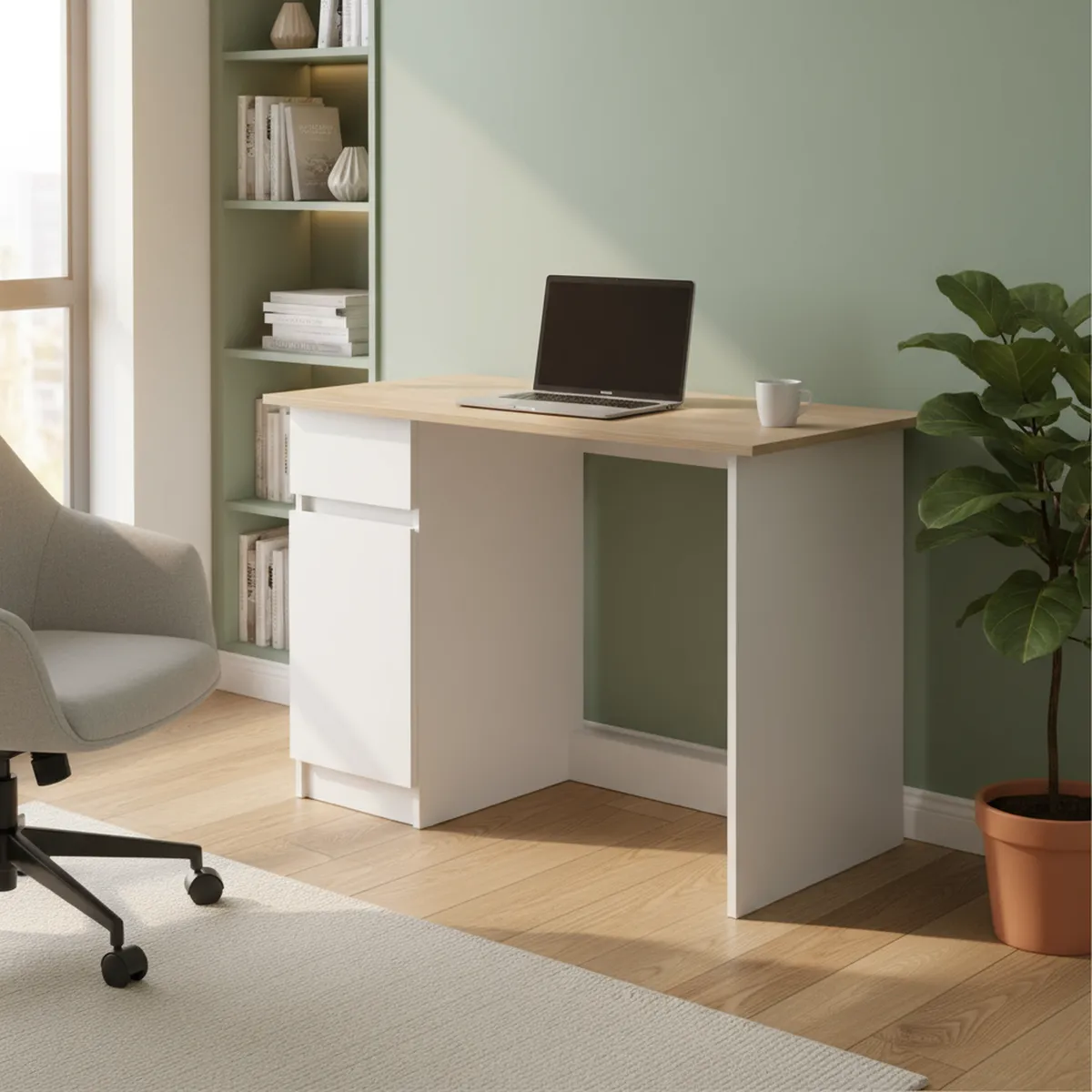 CIC - Escritorio New 100x50x80 cm blanco olmo alpino