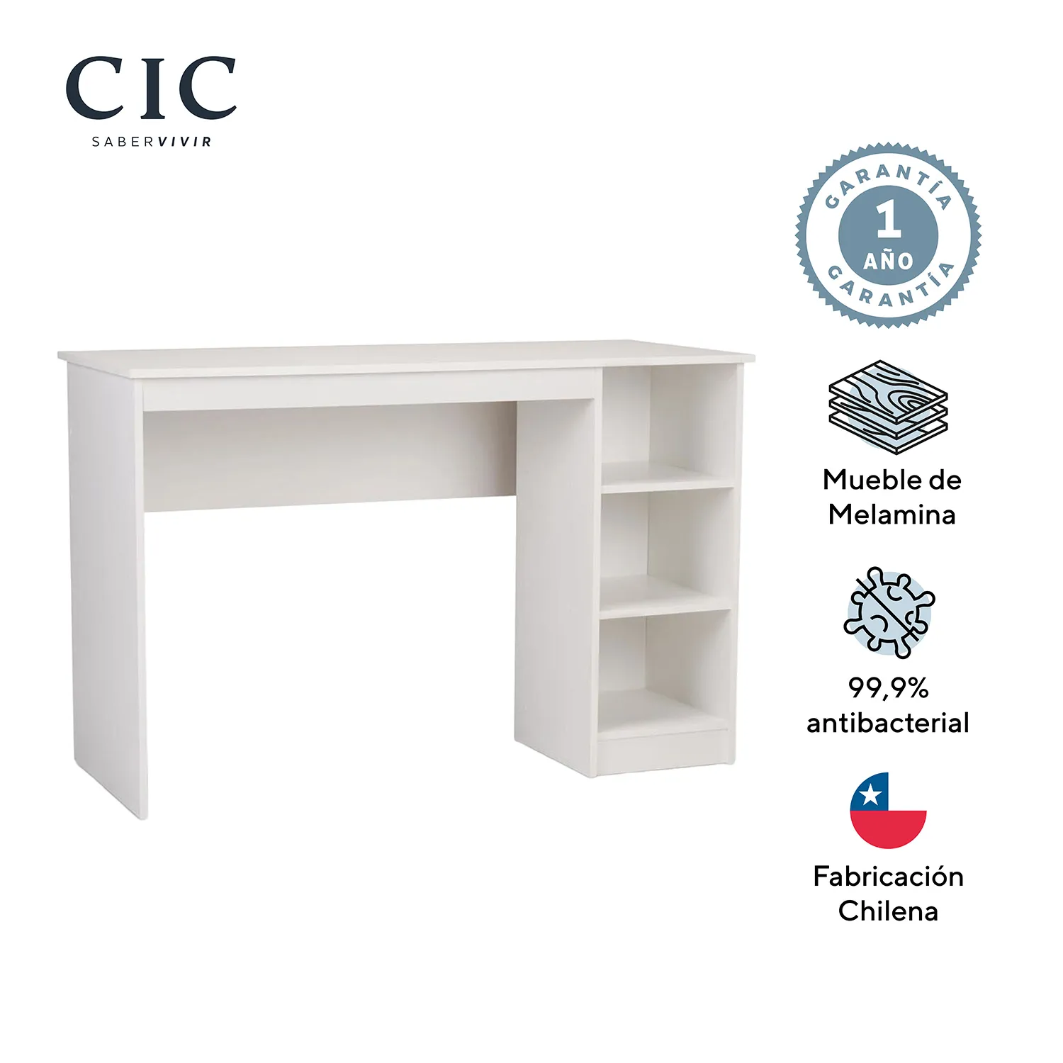 CIC Escritorio 2 repisas 123x53x80 cm blanco | Falabella Chile