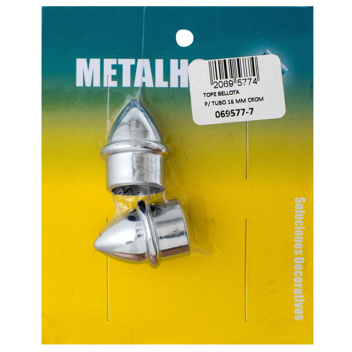 METALHSA - Tope para tubo de cortinas 16 mm 2 unidades cromado