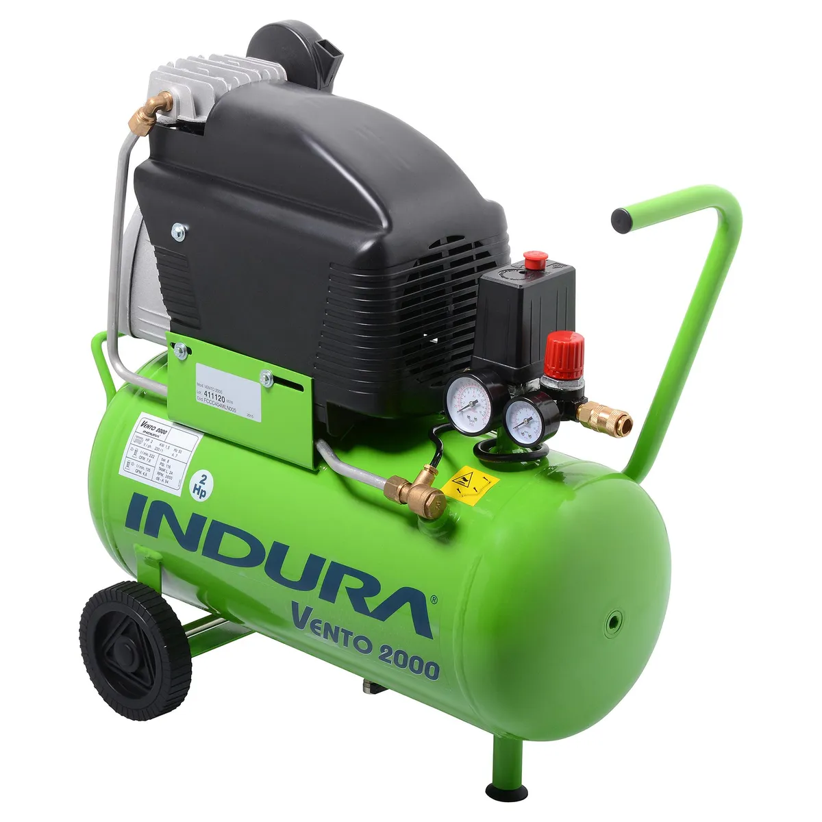 INDURA - Compresor de Aire Portátil 2 HP 24 Litros Vento 2000