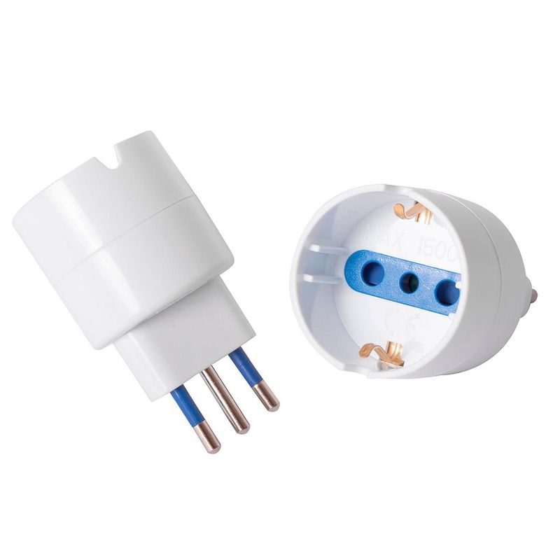 REMA - Adaptador Schuko 10 A 250V ( 1500W) Blanco con Proteccion
