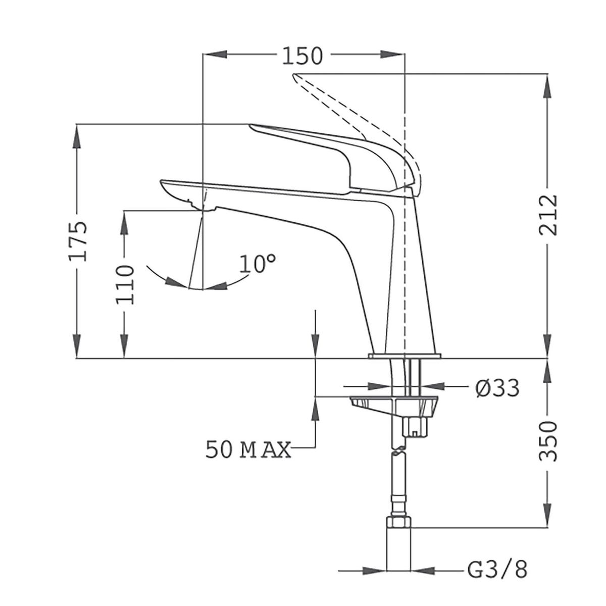 TEKA STROHM - Monomando Lavamanos Alto Itaca NEGRO