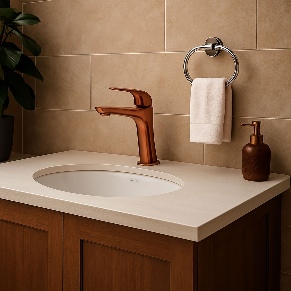 TEKA STROHM - Monomando Lavamanos Alto Itaca Oro Rosado