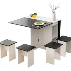 PERFECT SEAT - Juego de Comedor Tabu 4 Sillas Mesa Rectangular 80x75x140 cm Café/Blanco