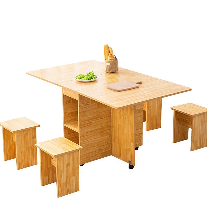 PERFECT SEAT - Juego de Comedor Tabur 4 Sillas Mesa Rectangular 80x75x140 cm Miel