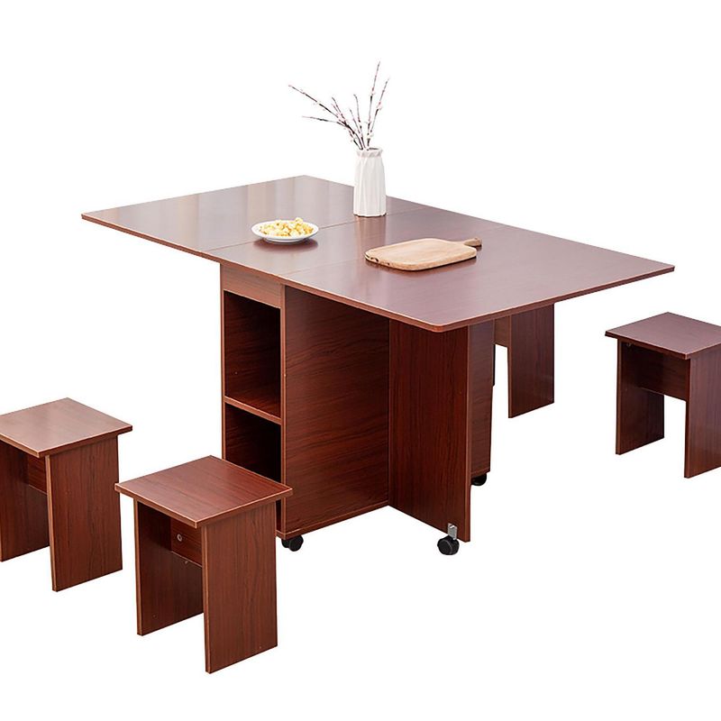 PERFECT SEAT - Juego de Comedor Tabur 4 Sillas Mesa Rectangular 80x75x140 cm Caoba