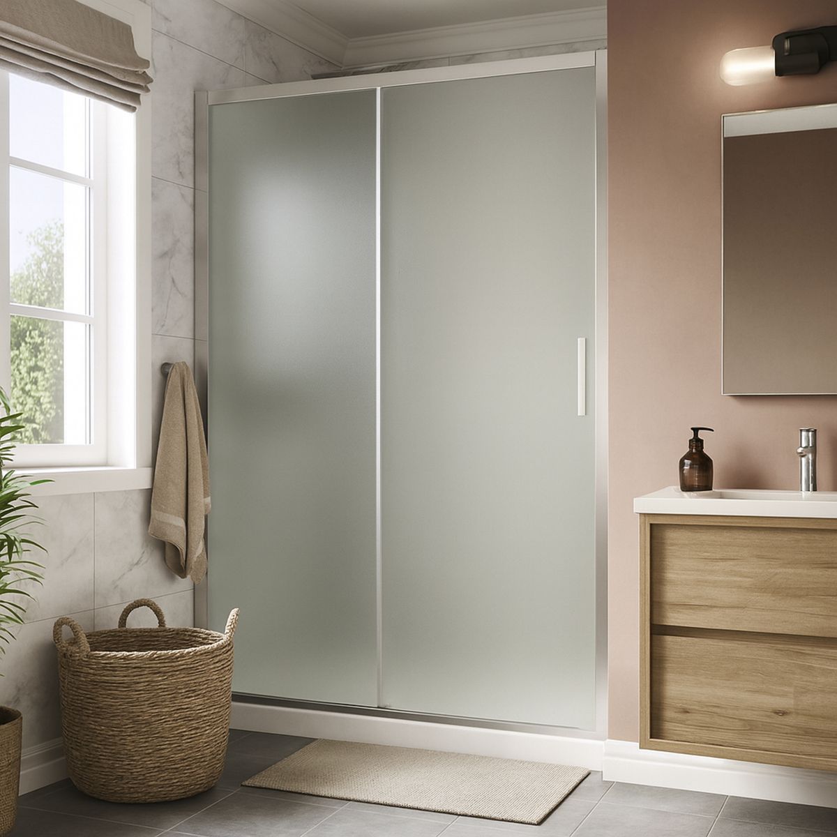 DUSCHY - Mampara premium frosted corredera frontal 190x160