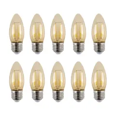 HB LEDS - Pack de 10 Ampolletas Led Vela Filamento 2 W E27 200 lm Luz Cálida