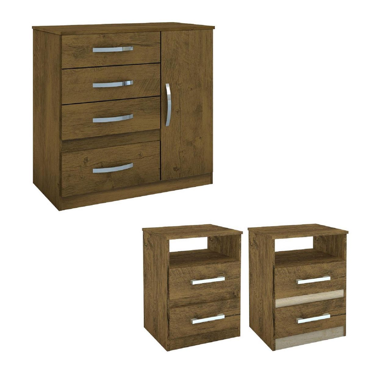 ROCH LTDA - Combo Comoda M-355/2 Veladores M-3003