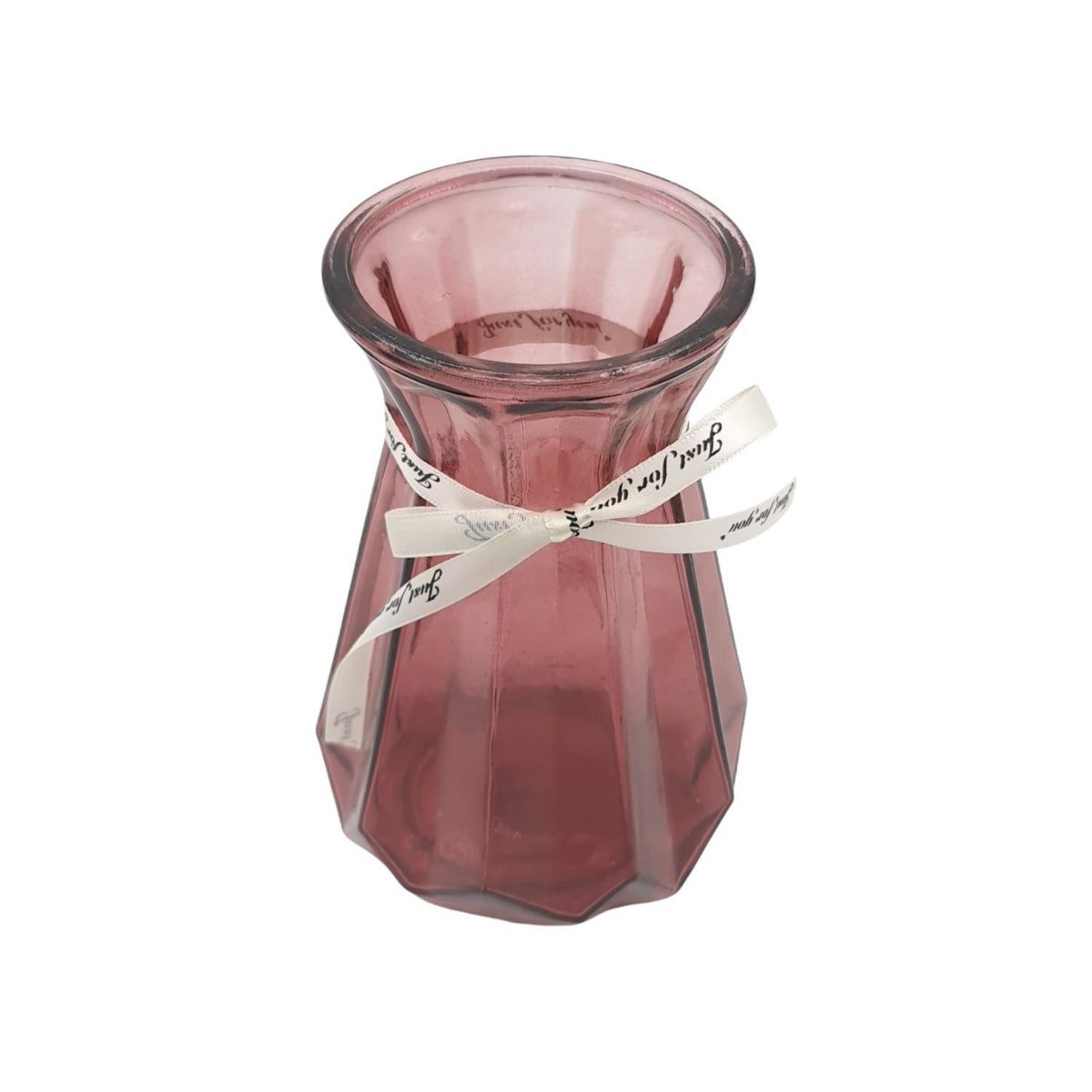 MOGA - Florero Jarron Vidrio 19Cm Alto Flores Deco Burdeo