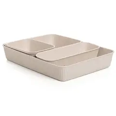 TATAY - Cesta Ecohome 4 Piezas 8.5x11x30 cm Beige